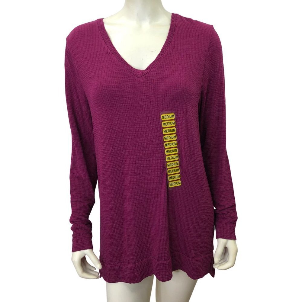 ADRIANNA PAPELL V NECK LONG SLEEVE TOP MD NEW WITH TAG